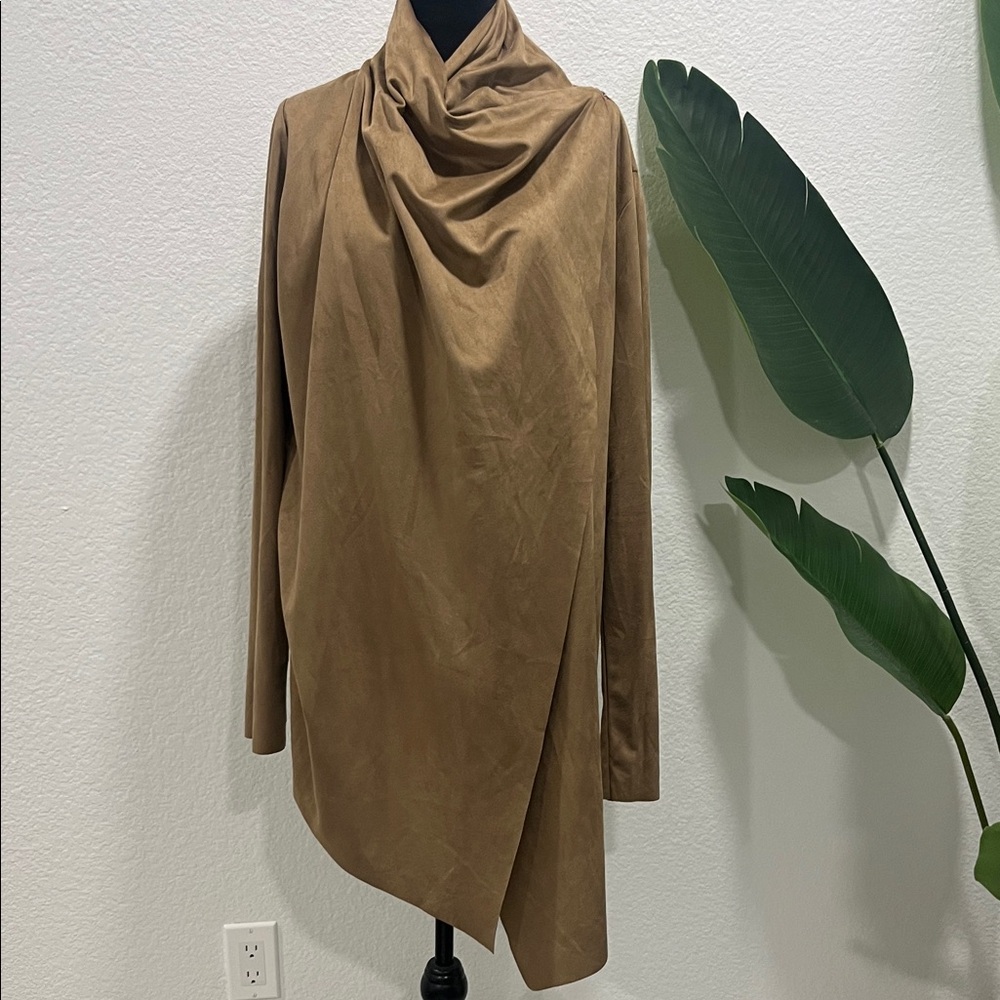 JustFab Asymmetrical Brown Women's Blouse/wrap 🔥 sexy, suede material